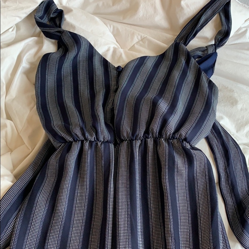 blue striped romper